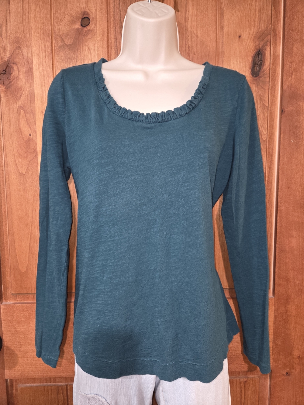 LOFT Teal‎ Scoop Neck Long-Sleeve Top (Flawed-FREE With Any Purchase)